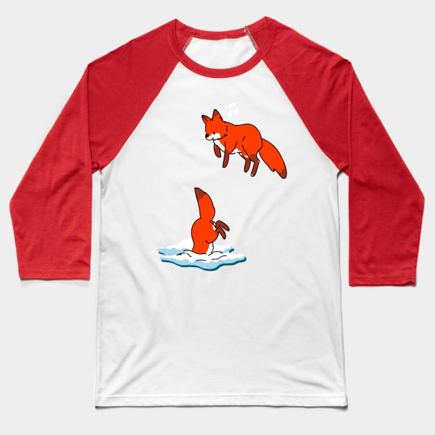 Fox Jump Baseball T-Shirt by CozySkull